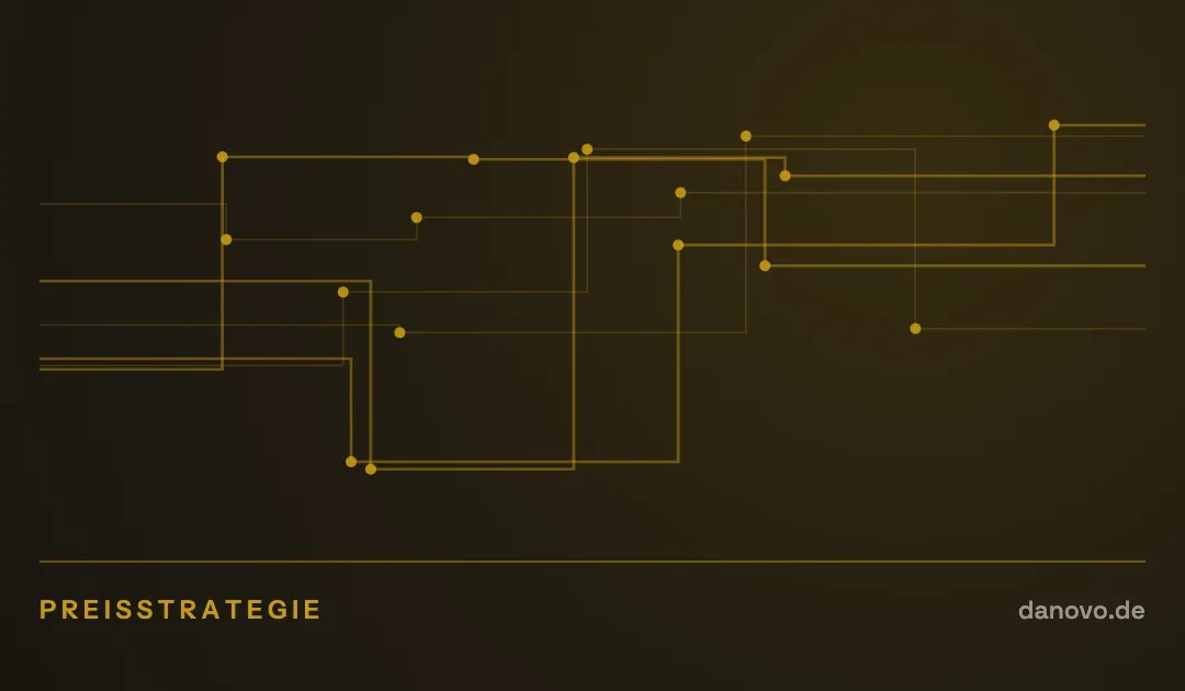 Abstrakte Grafik in Dunkelbraun und Gold im DaNovo-Design, Symbolbild zum Thema Automatische Preisanpassung im Handel