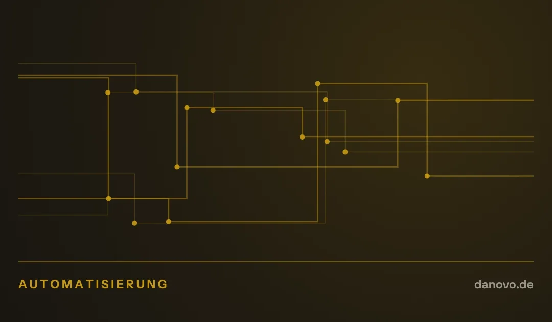Abstrakte Grafik in Dunkelbraun und Gold im DaNovo-Design, Symbolbild zum Thema Automatisierung im Handel