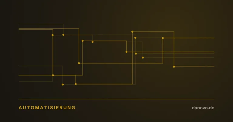 Abstrakte Grafik in Dunkelbraun und Gold im DaNovo-Design, Symbolbild zum Thema Automatisierung im Handel