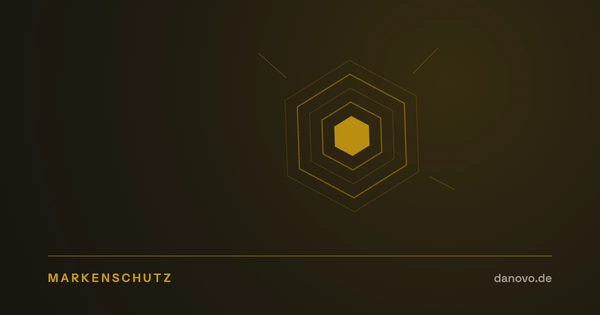 Abstrakte Grafik in Dunkelbraun und Gold im DaNovo-Design, Symbolbild zum Thema Markenschutz und Plagiate auf Marktplätzen