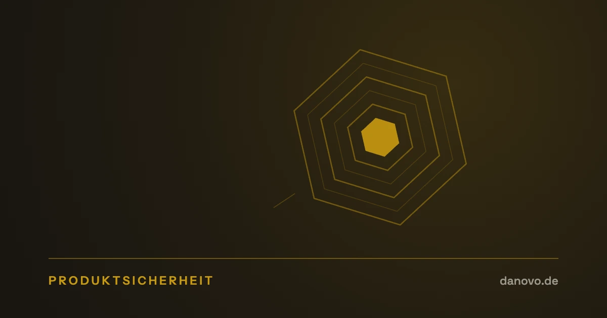 Abstrakte Grafik in Dunkelbraun und Gold im DaNovo-Design, Symbolbild zum Thema Produktsicherheit auf Marktplätzen