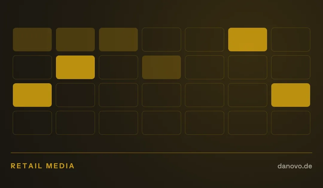 Abstrakte Grafik in Dunkelbraun und Gold im DaNovo-Design, Symbolbild zum Thema Werbekosten auf Marktplätzen