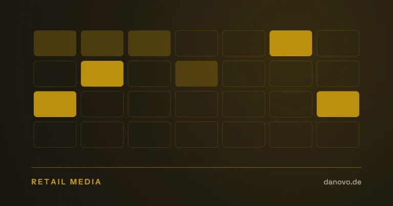 Abstrakte Grafik in Dunkelbraun und Gold im DaNovo-Design, Symbolbild zum Thema Werbekosten auf Marktplätzen