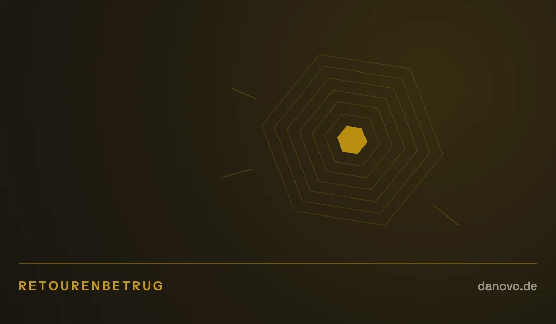 Abstrakte Grafik in Dunkelbraun und Gold im DaNovo-Design, Symbolbild zum Thema Retourenbetrug im Onlinehandel