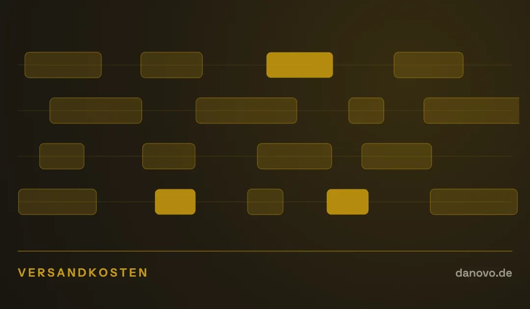 Abstrakte Grafik in Dunkelbraun und Gold im DaNovo-Design, Symbolbild zum Thema Sperrgut und Versandkosten
