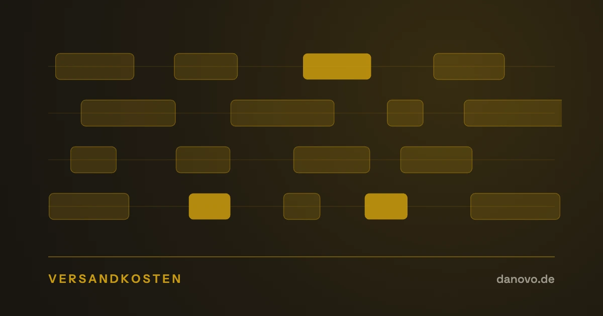 Abstrakte Grafik in Dunkelbraun und Gold im DaNovo-Design, Symbolbild zum Thema Sperrgut und Versandkosten