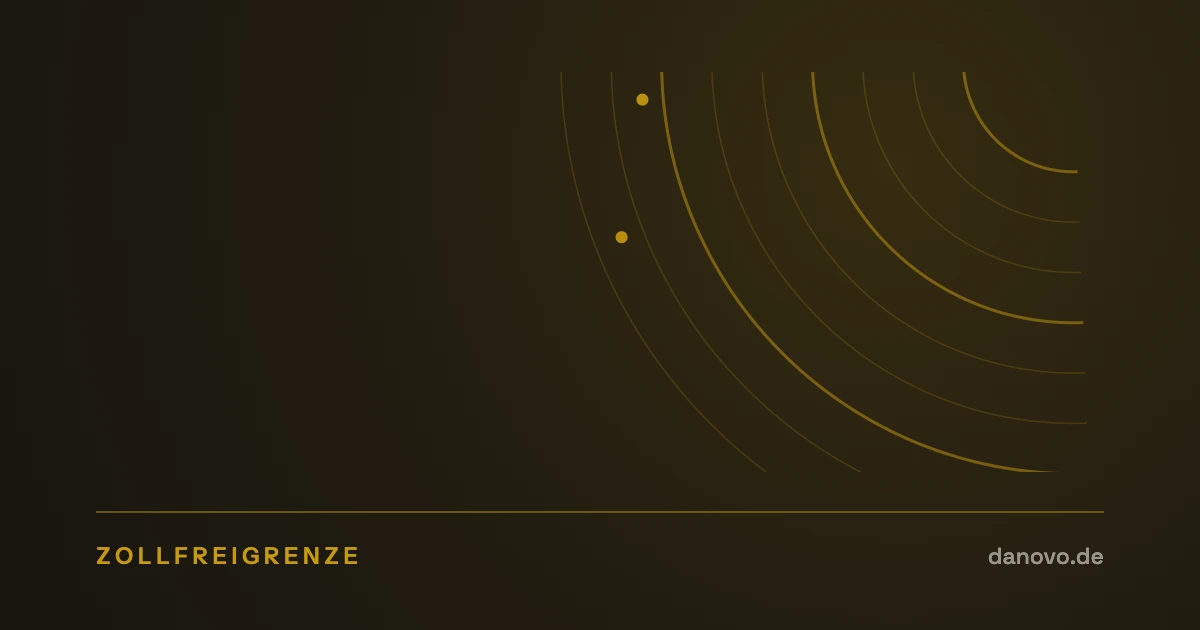 Abstrakte Grafik in Dunkelbraun und Gold im DaNovo-Design, Symbolbild zum Thema Wegfall der Zollfreigrenze für Pakete